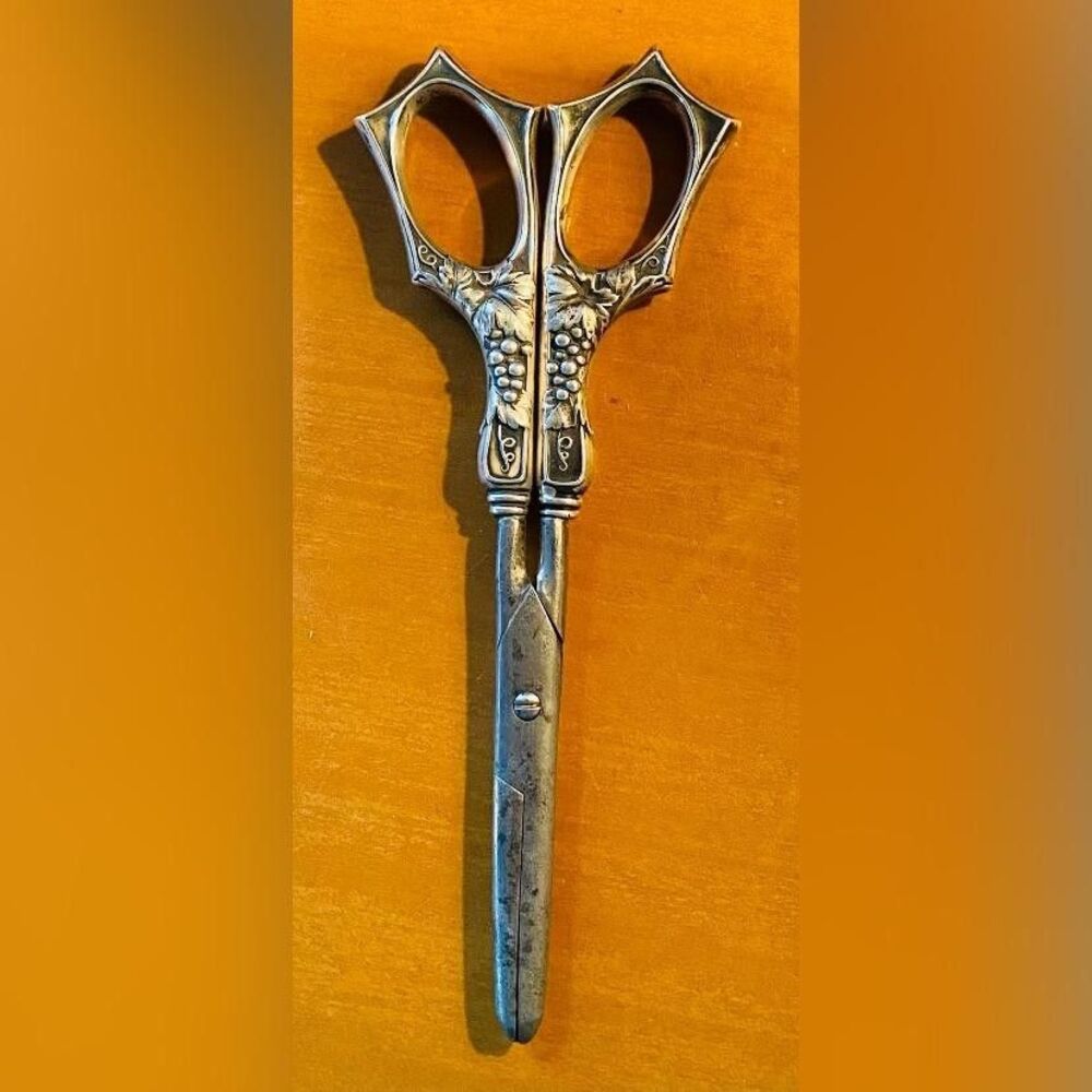 Vintage Sterling Silver Germany Grapevine Grape Shears Scissors 6.5”